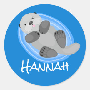 Adesivo Imagem de desenho animado de lontras de mar feliz