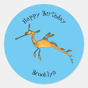 Adesivo Imagem de desenho animado de seadragão fraco