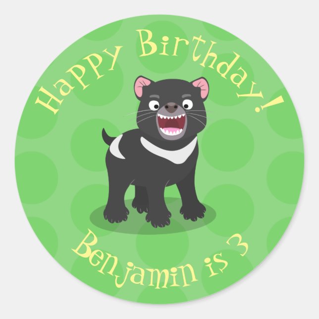 Adesivo Imagem de desenho animado do demônio da Tasmânia,  (Frente)