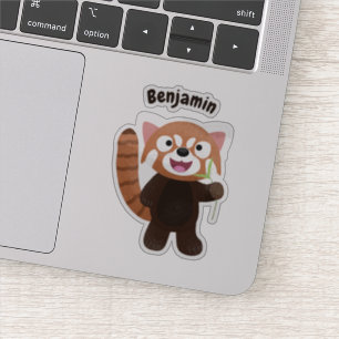 Adesivo Imagem de desenho animado do panda vermelho-bonito
