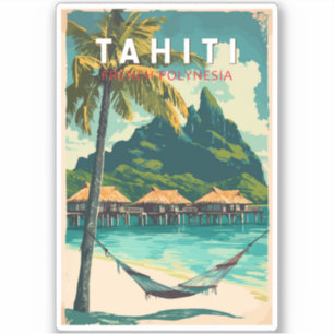 Adesivo Imagem de Tahiti Viagem Art Vintage
