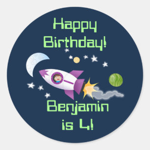 Adesivo Imagem de um foguete em cartoon espacial