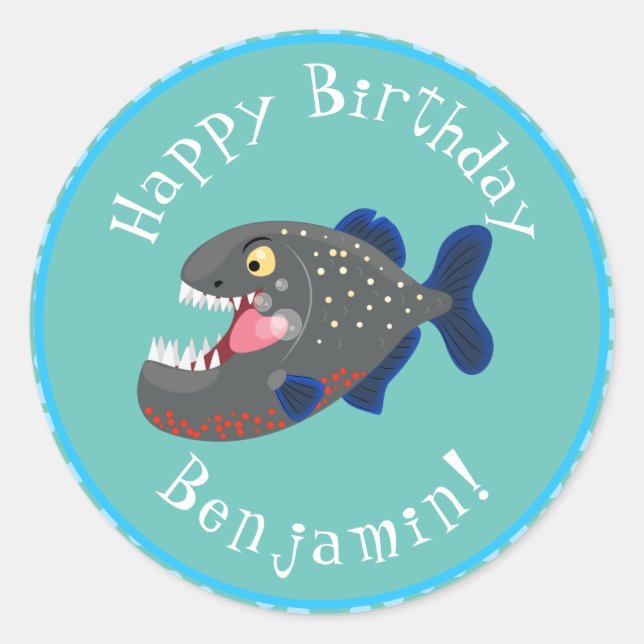 Adesivo Imagem de uma piranha engraçada e famosa (Frente)