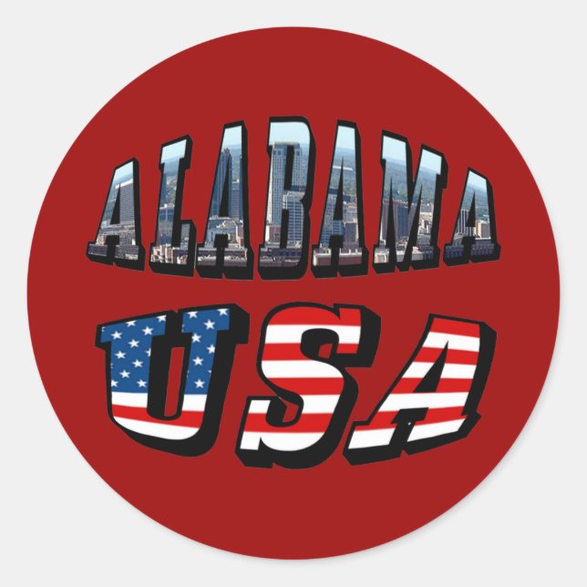 Adesivo Imagem do Alabama e bandeira dos EUA Font (Frente)