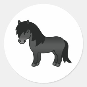 Adesivo Imagem do Cartoon Black Shetland Pony Cute