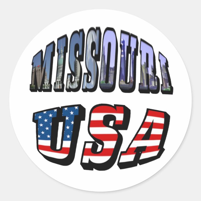 Adesivo Imagem do Missouri e texto dos EUA (Frente)