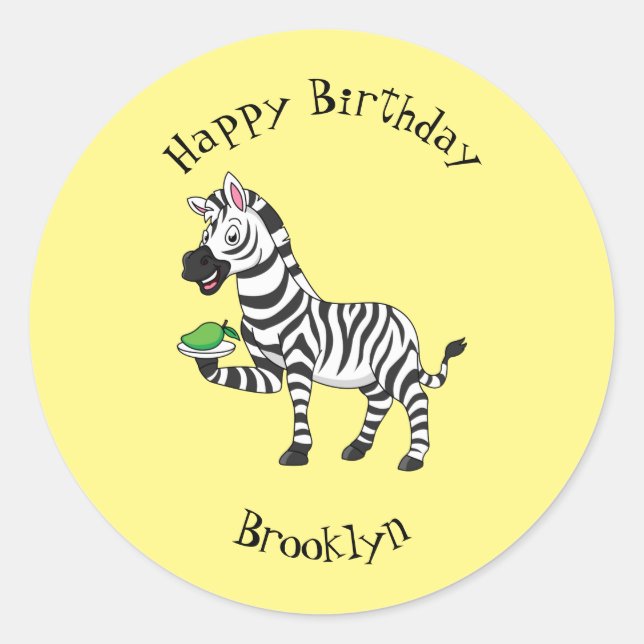 Adesivo Imagem engraçada de desenho animado zebra (Frente)