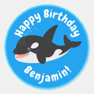 Adesivo Imagem engraçada de desenhos animados de orca,