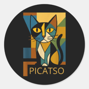 Adesivo Imagem engraçada do gato Picatso - Estilo de Arte
