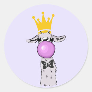 Adesivo Imagem engraçada do Llama soprando uma bolha rosa