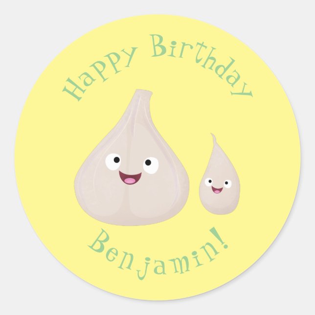 Adesivo Imagem vegetal do desenho animado de alho cúprico (Frente)