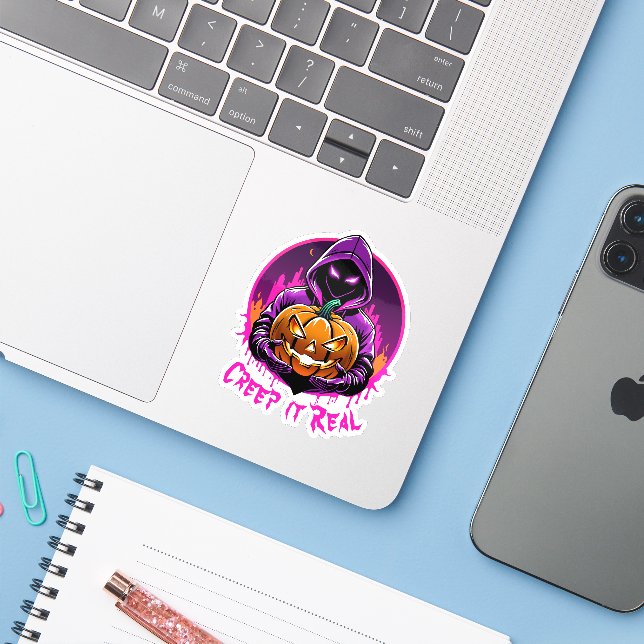 Adesivo Imaginem o Halloween Real, Horror (Notebook com iPhone)
