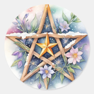 Adesivo Imbolc Floral Snowy Pentacle Wiccan Holiday