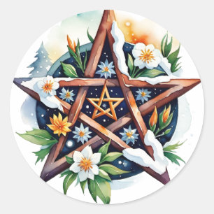 Adesivo Imbolc Floral Snowy Pentacle Wiccan Holiday