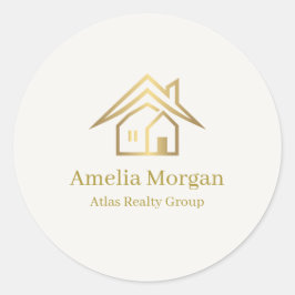 Adesivo Imobiliária Marfim & Ouro Moderna