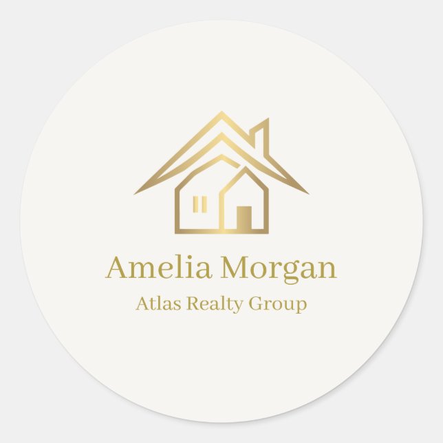 Adesivo Imobiliária Marfim & Ouro Moderna (Frente)
