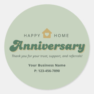 Adesivo Imobiliária Verde Retro Aniversário de Casa Referê