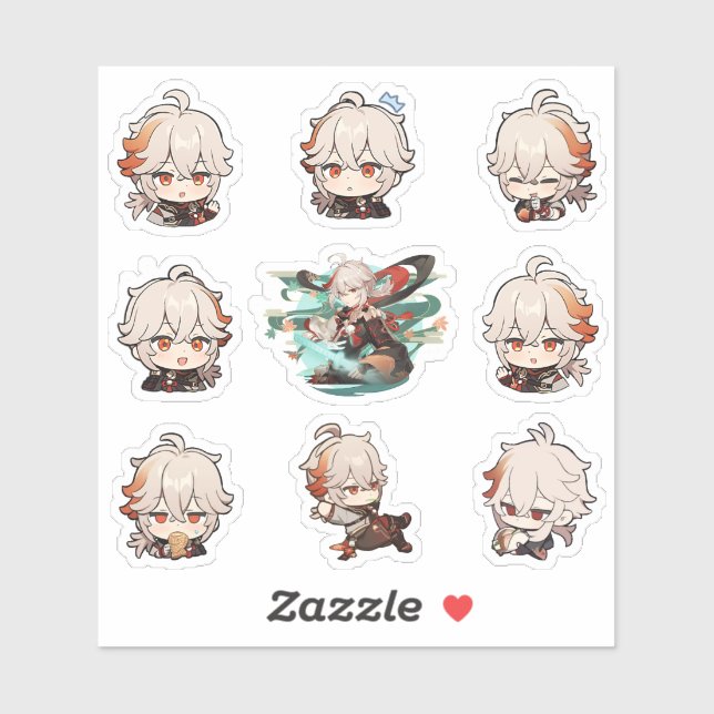 Adesivo Impacto de Genshin: Kazuha Kaedehara Stickers (Folha)