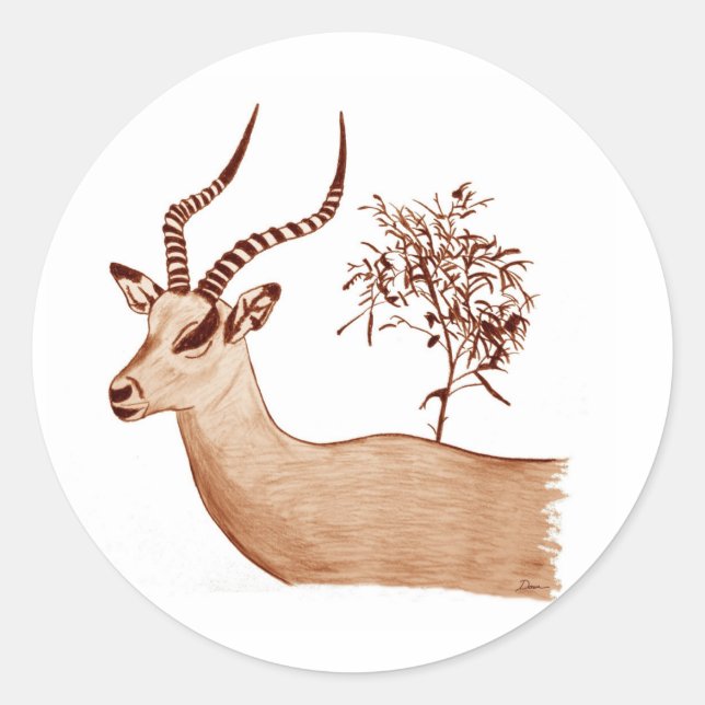 Adesivo Impala Antelope Animal Wildlife Sketch (Frente)