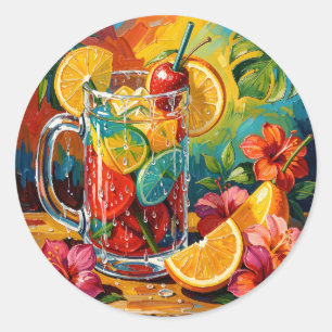 Adesivo Impasto de pintura a óleo de coquetel de verão tro