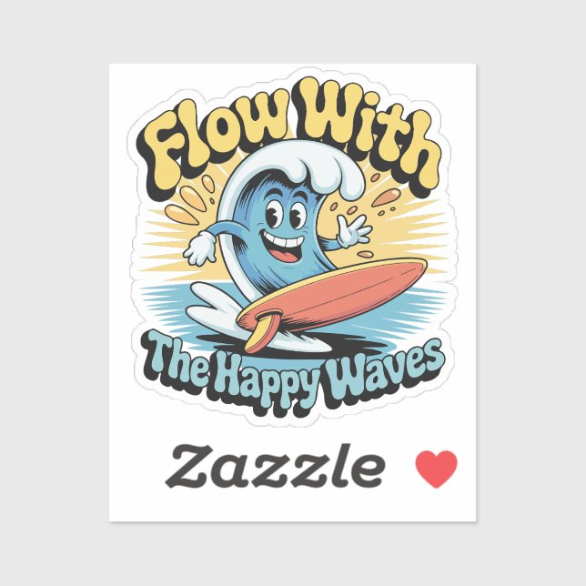 Adesivo Impermeável Flow With The Happy Waves (Folha)