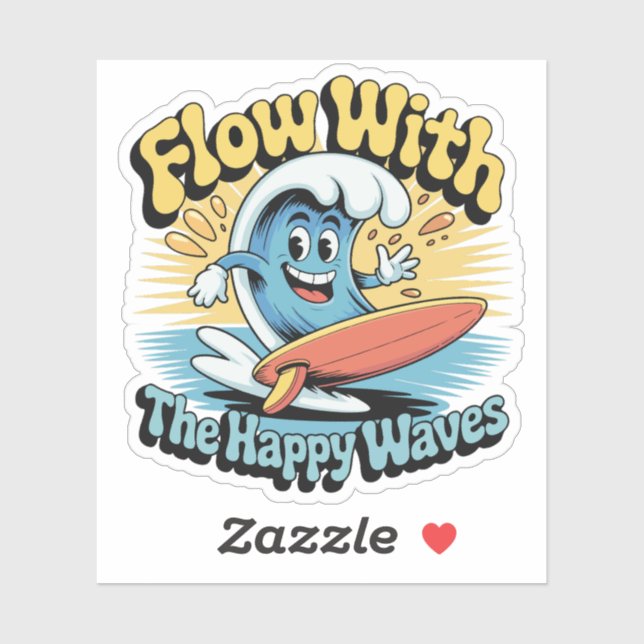 Adesivo Impermeável Flow With The Happy Waves (Folha)