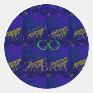 Adesivo Impressão Abstrato "Vamos Ir Zebra" azul francês