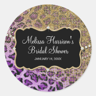 Adesivo Impressão animal do leopardo Dourado roxo do chá