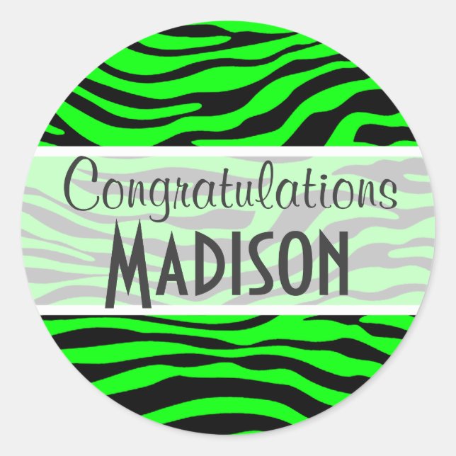 Adesivo Impressão Animal Elétrica de Zebra Verde (Frente)