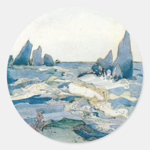 ADESIVO IMPRESSÃO AZUL DO OCEANO DA SEREIA DO VINTAGE