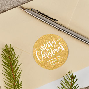 Adesivo Impressão Brilho Dourado Natal Feliz Personalizado