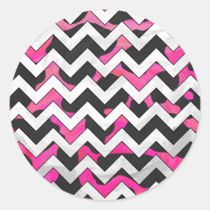 Adesivo Impressão Chevron Cow Hot Pink e Black
