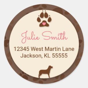 Adesivo Impressão da pata de Brown com rosa para o