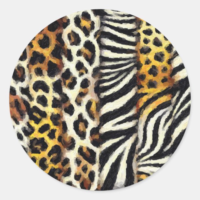 Adesivo Impressão de Animal Selvagem Misto Pintado Abstrat (Frente)