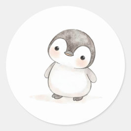 Adesivo Impressão de Aquarela Adorável Pinguim-Bebê