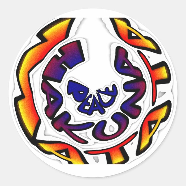 Adesivo impressão de Arte Circular "Peace Hakuna Matata" (Frente)