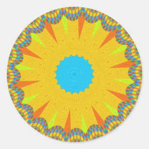 Adesivo Impressão de Arte de Mandala Ciano e Dourado