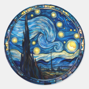 Adesivo Impressão de Arte Inspirada na Noite Estrelada Gir