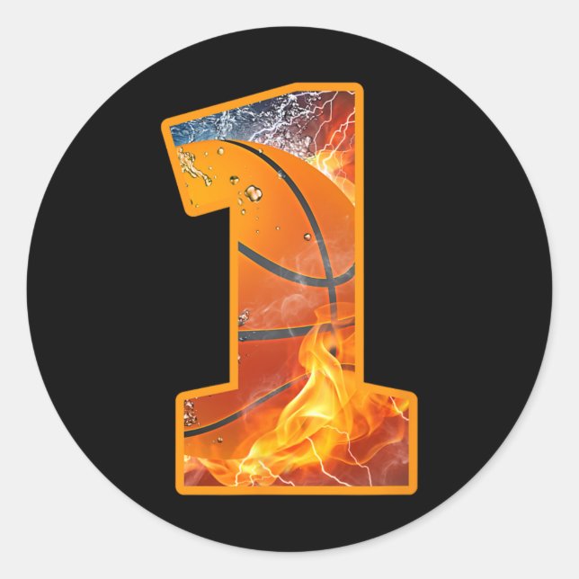 Adesivo Impressão de basquete de primeiro aniversario 1 an (Frente)