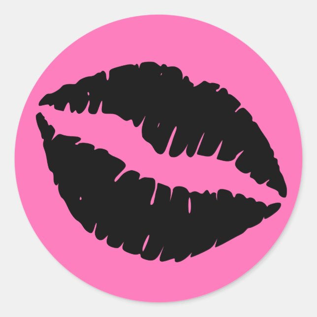 Adesivo Impressão de batom rosa quente e preto (Frente)