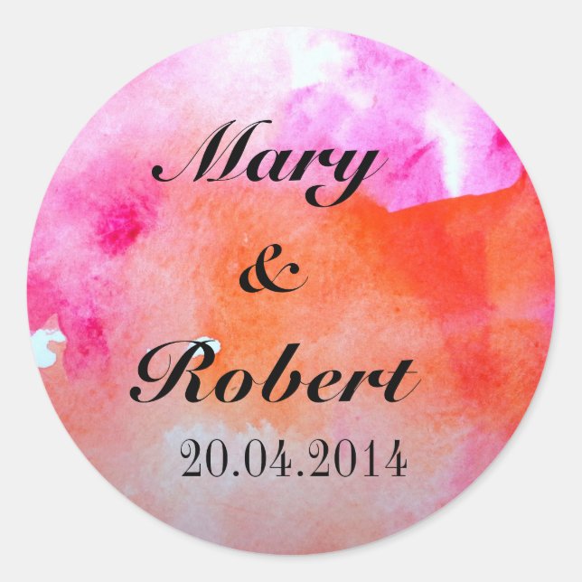 Adesivo Impressão de Casamento de Aquarela (Frente)