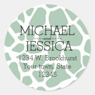 Adesivo Impressão de Girafa Verde Endereço Personalizado