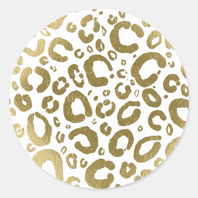 Adesivo Impressão de leopardo Glam Branco e Dourado (Frente)