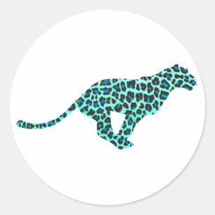 Adesivo Impressão de Leopardo Negro e Teal
