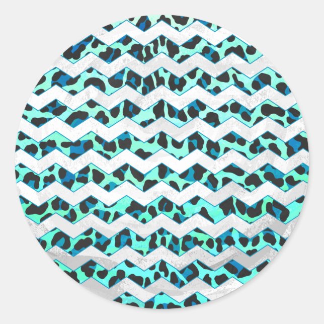 Adesivo Impressão de Leopardo Negro e Teal (Frente)