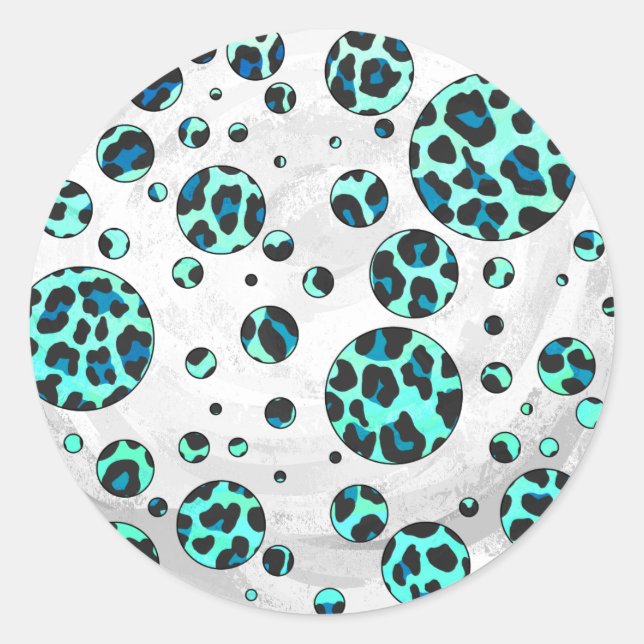 Adesivo Impressão de Leopardo Negro e Teal (Frente)