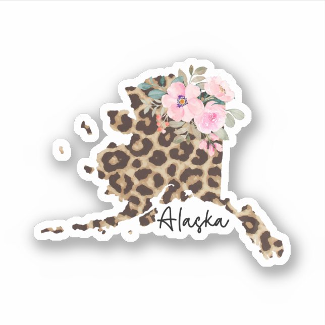 Adesivo Impressão de Leopardo no Alasca com Flores (Frente)