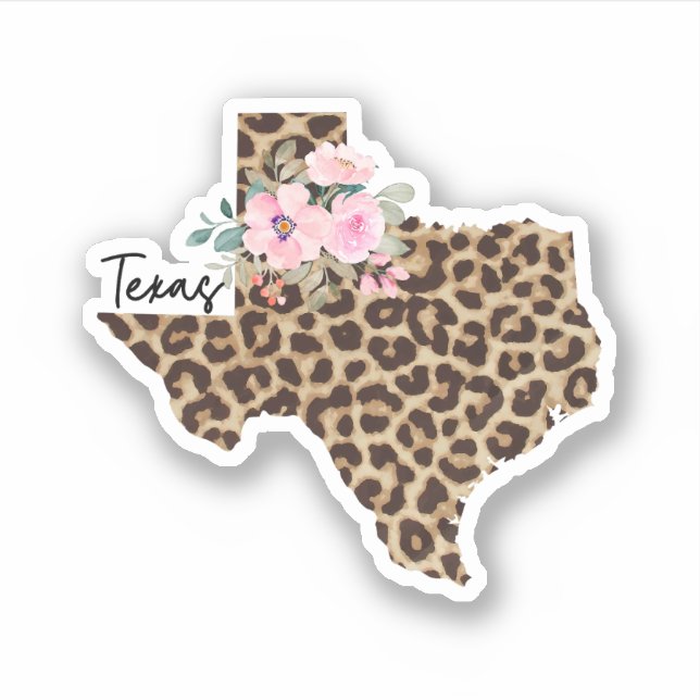 Adesivo Impressão de Leopardo no Texas com Flores (Frente)
