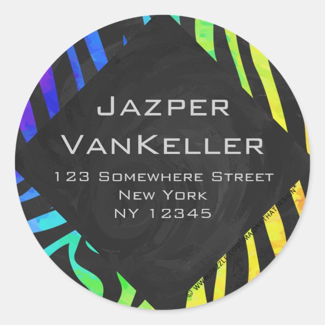 Adesivo Impressão de Monograma Zebra Negra e Arco-Íris (Frente)