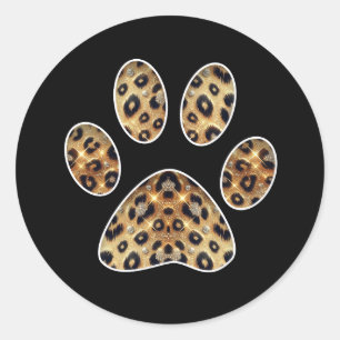 Adesivo Impressão de Pata com Brilho de Leopardo Dourado e